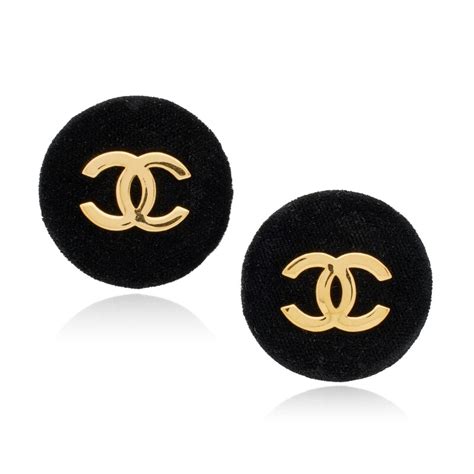 vintage chanel black velvet cc earrings price|Chanel Vintage Black Velvet And Gold Metal CC Earrings, 1984 .